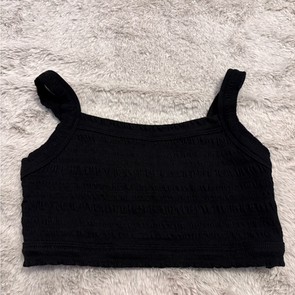 American Eagle Outfitters Tops - American Eagle Outfitters Black Smocked Crop Tank
